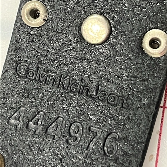 CALVIN KLEIN Moto Rhinestone Brass & Silver Stud/Buckle Black Leather Belt SZ XL - Picture 3 of 11